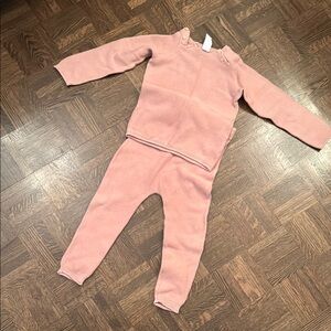 H&M Pink Baby knit jogging suit Set size 3T